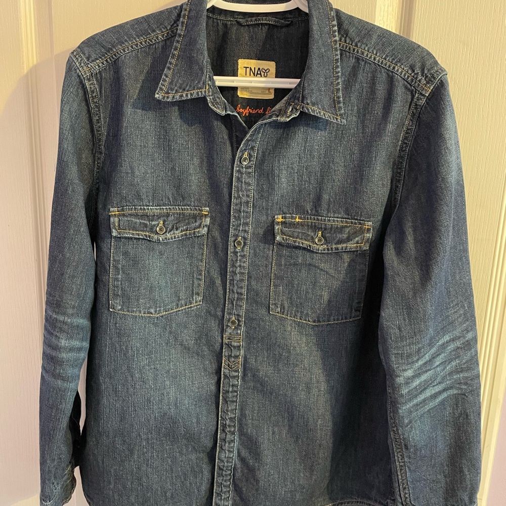 TNA Dark Indigo Denim Button-Up Shirt